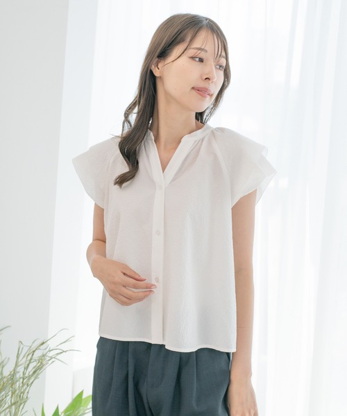 Jayro(ジャイロ)の「カラミタンブラーブラウス(シャツ/ブラウス・レディース・ブラック/サックスブルー/ホワイト系その他・M)」の1枚目の写真