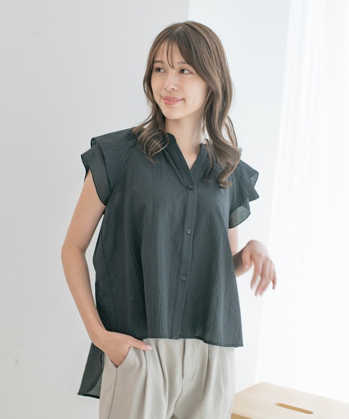 Jayro(ジャイロ)の「カラミタンブラーブラウス(シャツ/ブラウス・レディース・ブラック/サックスブルー/ホワイト系その他・M)」の2枚目の写真