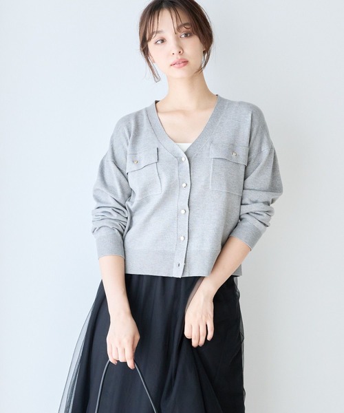 Andemiu（アンデミュウ）の「ラメポケツキカーディガン146812（カーディガン/ボレロ・レディース・ベージュ/ブラック/グレー/オフホワイト・FREE）」の3枚目の写真