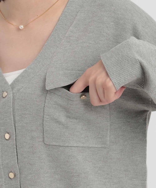 Andemiu（アンデミュウ）の「ラメポケツキカーディガン146812（カーディガン/ボレロ・レディース・ベージュ/ブラック/グレー/オフホワイト・FREE）」の17枚目の写真