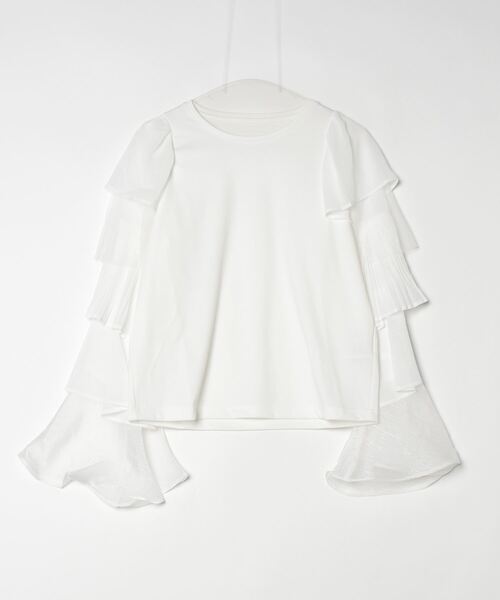 terrace(テラス)の「フリルティアードスリーブトップ(Tシャツ/カットソー・レディース・オフホワイト/グレー/ブラック/カーキ・MEDIUM)」の10枚目の写真