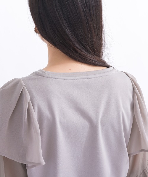 terrace(テラス)の「フリルティアードスリーブトップ(Tシャツ/カットソー・レディース・オフホワイト/グレー/ブラック/カーキ・MEDIUM)」の14枚目の写真