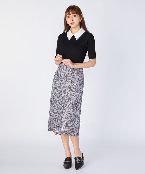 LAISSE PASSE プリムラケミカルタイトワンピース　サイズ38 LAISSE PASSE（レッセパッセ）の「リリーケミカルレースタイトスカート