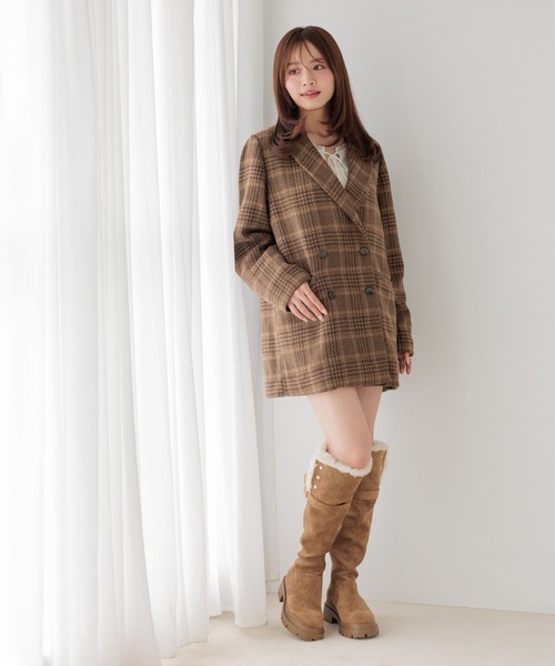 Heather(ヘザー)の「【季節を繋ぐあたたかミドルアウター】Winter Big Jacket 144344(テーラードジャケット・レディース・ブラウン系/ブラック系/グレー系/レッド系/ブラウン系その他/ホワイト系・FREE)」の12枚目の写真