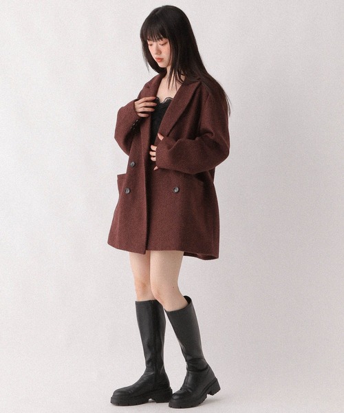 Heather テーラードジャケット・ブレザー ブラウン Heather（ヘザー）の「Winter Big Jacket 144344（テーラード