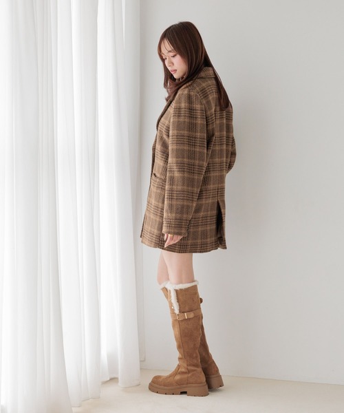 Heather(ヘザー)の「【季節を繋ぐあたたかミドルアウター】Winter Big Jacket 144344(テーラードジャケット・レディース・ブラウン系/ブラック系/グレー系/レッド系/ブラウン系その他/ホワイト系・FREE)」の14枚目の写真