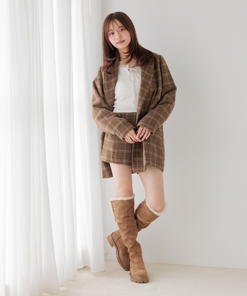 Heather(ヘザー)の「【季節を繋ぐあたたかミドルアウター】Winter Big Jacket 144344(テーラードジャケット・レディース・ブラウン系/ブラック系/グレー系/レッド系/ブラウン系その他/ホワイト系・FREE)」の15枚目の写真