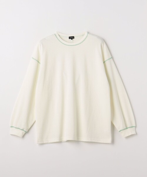 green label relaxing(グリーンレーベルリラクシング)の「TJ ハニカム 配色ステッチ ロングスリーブ / キッズ 140cm-160cm(Tシャツ/カットソー・キッズ・オフホワイト/ライトブルー/ライトピンク/ブラック/ケリーグリーン・160cm/150cm/140cm)」の2枚目の写真