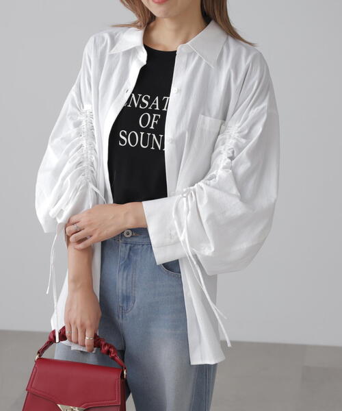 FREE'S MART（フリーズマート）の「◆袖シャーリングオーバーシャツ（シャツ/ブラウス・レディース・パープル/ホワイト/ブルー・FREE）」の15枚目の写真