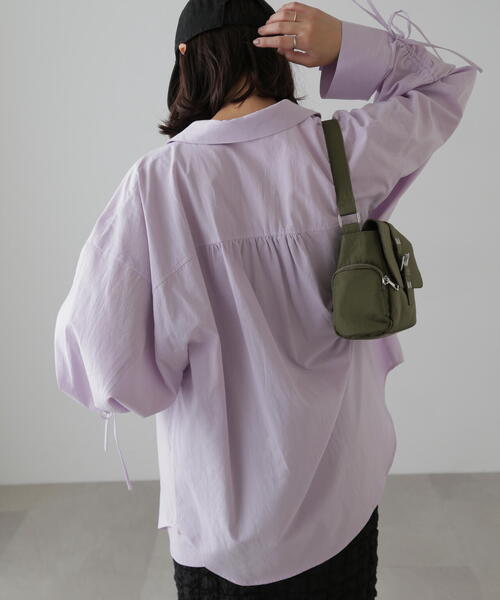 FREE'S MART（フリーズマート）の「◆袖シャーリングオーバーシャツ（シャツ/ブラウス・レディース・パープル/ホワイト/ブルー・FREE）」の8枚目の写真