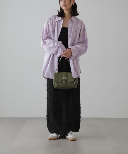 FREE'S MART（フリーズマート）の「◆袖シャーリングオーバーシャツ（シャツ/ブラウス・レディース・パープル/ホワイト/ブルー・FREE）」の9枚目の写真