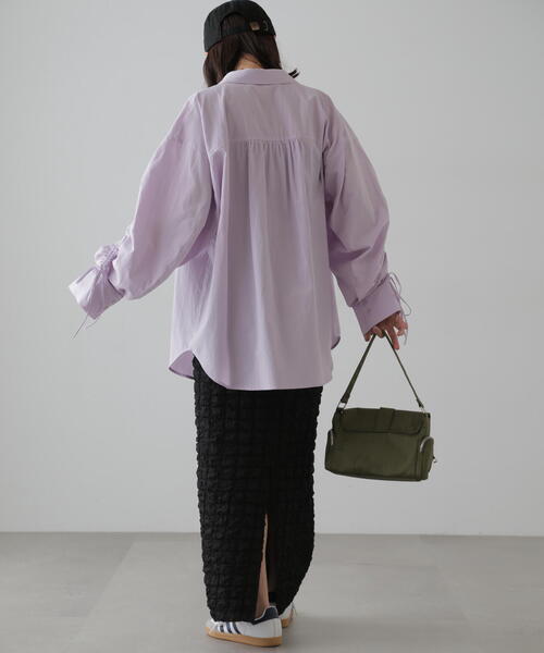 FREE'S MART（フリーズマート）の「◆袖シャーリングオーバーシャツ（シャツ/ブラウス・レディース・パープル/ホワイト/ブルー・FREE）」の12枚目の写真