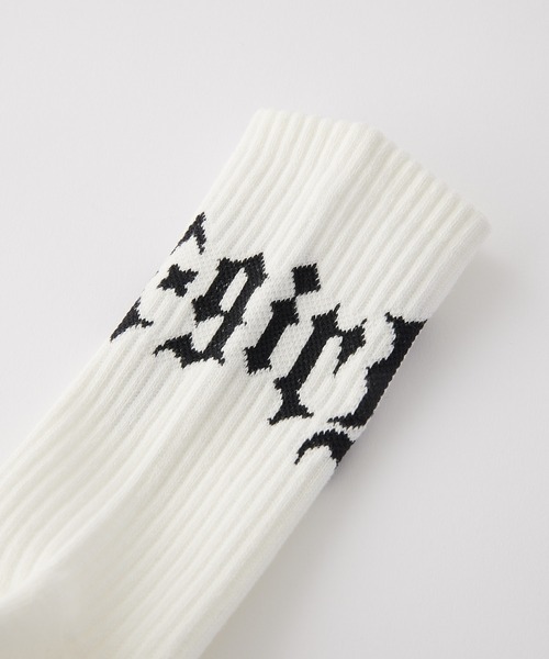 X-girl（エックスガール）の「GOTHIC LOGO RIB SOCKS（ソックス/靴下・レディース・ブラウン/ホワイト/ブラック・ONE SIZE）」の8枚目の写真