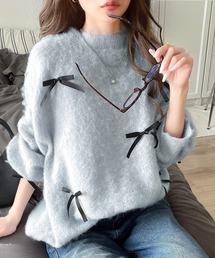 ニット セーター リボンチャームシャギーツインニット レディース Chico ニット リボン刺繍入りシャギーニット レディース