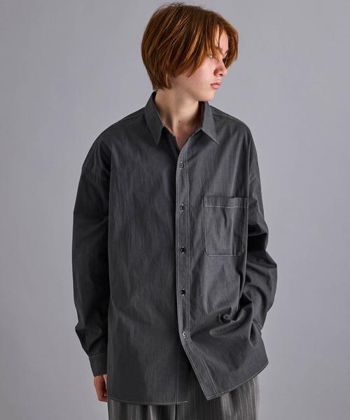 JUNRED(ジュンレッド)の「フィルムルーズレギュラーカラーシャツ(シャツ/ブラウス・メンズ・チャコールグレー/ブラック/ベージュ系その他・S/M/L)」の2枚目の写真