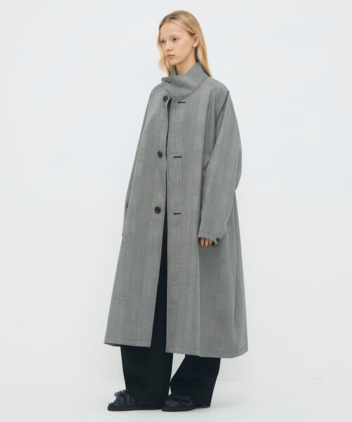 ウールギャバジン ガンクラブチェックスタンドカラーコート（その他