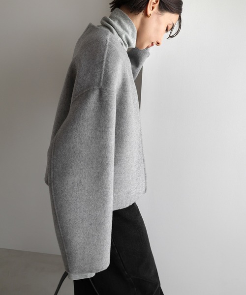 リバージップノーカラーショートコート（ノーカラーコート
