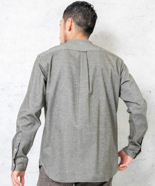 URBAN RESEARCH ROSSO MEN（アーバンリサーチロッソメン）の「『抗菌/防臭』『XXLサイズあり』ハイパフォーマンスフランネルバンドカラーシャツ（シャツ/ブラウス・メンズ・ボルドー/ネイビー/ブルー系その他/グレー/アイボリー/ブラック/グレー系その他/ブラウン系その他/カーキ・SMALL/MEDIUM/LARGE/X-LARGE/XX-LARGE）」の10枚目の写真