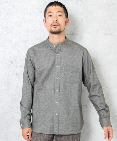 URBAN RESEARCH ROSSO MEN（アーバンリサーチロッソメン）の「『抗菌/防臭』『XXLサイズあり』ハイパフォーマンスフランネルバンドカラーシャツ（シャツ/ブラウス・メンズ・ボルドー/ネイビー/ブルー系その他/グレー/アイボリー/ブラック/グレー系その他/ブラウン系その他/カーキ・SMALL/MEDIUM/LARGE/X-LARGE/XX-LARGE）」の11枚目の写真