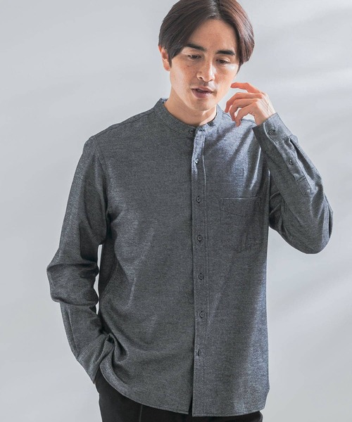 URBAN RESEARCH ROSSO MEN（アーバンリサーチロッソメン）の「『抗菌/防臭』『XXLサイズあり』ハイパフォーマンスフランネルバンドカラーシャツ（シャツ/ブラウス・メンズ・ボルドー/ネイビー/ブルー系その他/グレー/アイボリー/ブラック/グレー系その他/ブラウン系その他/カーキ・SMALL/MEDIUM/LARGE/X-LARGE/XX-LARGE）」の14枚目の写真