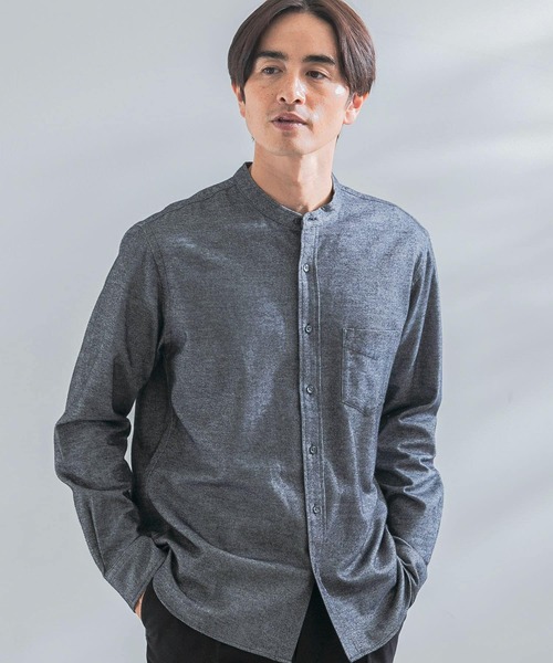 URBAN RESEARCH ROSSO MEN（アーバンリサーチロッソメン）の「『抗菌/防臭』『XXLサイズあり』ハイパフォーマンスフランネルバンドカラーシャツ（シャツ/ブラウス・メンズ・ボルドー/ネイビー/ブルー系その他/グレー/アイボリー/ブラック/グレー系その他/ブラウン系その他/カーキ・SMALL/MEDIUM/LARGE/X-LARGE/XX-LARGE）」の15枚目の写真