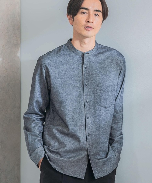 URBAN RESEARCH ROSSO MEN（アーバンリサーチロッソメン）の「『抗菌/防臭』『XXLサイズあり』ハイパフォーマンスフランネルバンドカラーシャツ（シャツ/ブラウス・メンズ・ボルドー/ネイビー/ブルー系その他/グレー/アイボリー/ブラック/グレー系その他/ブラウン系その他/カーキ・SMALL/MEDIUM/LARGE/X-LARGE/XX-LARGE）」の21枚目の写真