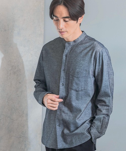 URBAN RESEARCH ROSSO MEN（アーバンリサーチロッソメン）の「『抗菌/防臭』『XXLサイズあり』ハイパフォーマンスフランネルバンドカラーシャツ（シャツ/ブラウス・メンズ・ボルドー/ネイビー/ブルー系その他/グレー/アイボリー/ブラック/グレー系その他/ブラウン系その他/カーキ・SMALL/MEDIUM/LARGE/X-LARGE/XX-LARGE）」の22枚目の写真