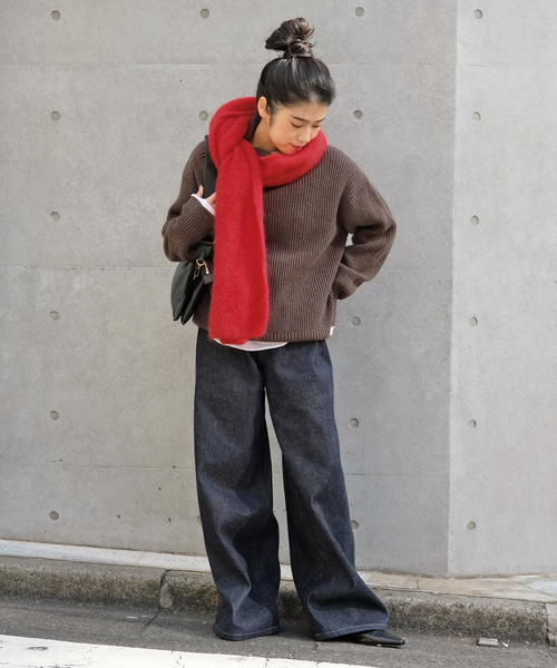 AP STUDIO（エーピーストゥディオ）の「カシミヤミックスニットアゼジップ（ニット/セーター・レディース・ブラウン/チャコールグレー・FREE）」の4枚目の写真