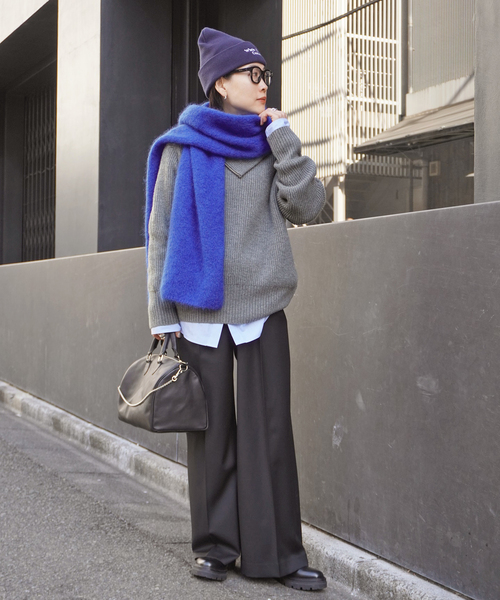 AP STUDIO（エーピーストゥディオ）の「カシミヤミックスニットアゼジップ（ニット/セーター・レディース・ブラウン/チャコールグレー・FREE）」の11枚目の写真