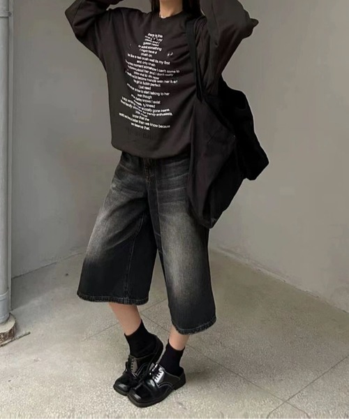 MEMECLE(メメクル)の「【 MEMECLE / メメクル 】ブラック デニム ハーフ ワイド バギーパンツ(デニムパンツ・レディース・ブラック・L/S/M)」の8枚目の写真