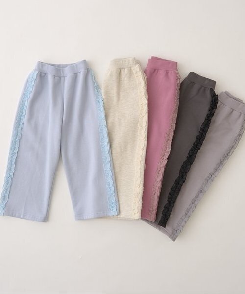 Lycee mine（リセマイン）の「【毛玉バイバイ裏起毛裏毛】サイドフリルワイドシルエットスウェットパンツ（その他パンツ・キッズ・フューシャピンク/ブルーグレー/シルバーグレー/オートミール/チャコール・100cm/110cm/120cm/130cm/140cm）」の6枚目の写真