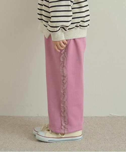 Lycee mine（リセマイン）の「【毛玉バイバイ裏起毛裏毛】サイドフリルワイドシルエットスウェットパンツ（その他パンツ・キッズ・フューシャピンク/ブルーグレー/シルバーグレー/オートミール/チャコール・100cm/110cm/120cm/130cm/140cm）」の14枚目の写真