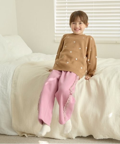 Lycee mine（リセマイン）の「【毛玉バイバイ裏起毛裏毛】サイドフリルワイドシルエットスウェットパンツ（その他パンツ・キッズ・フューシャピンク/ブルーグレー/シルバーグレー/オートミール/チャコール・100cm/110cm/120cm/130cm/140cm）」の15枚目の写真