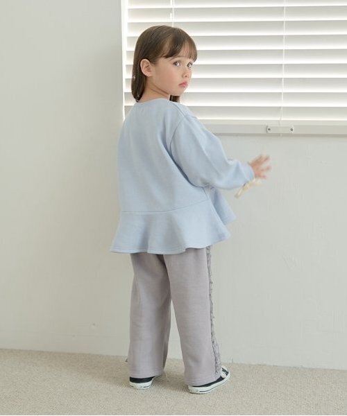 Lycee mine（リセマイン）の「【毛玉バイバイ裏起毛裏毛】サイドフリルワイドシルエットスウェットパンツ（その他パンツ・キッズ・フューシャピンク/ブルーグレー/シルバーグレー/オートミール/チャコール・100cm/110cm/120cm/130cm/140cm）」の19枚目の写真