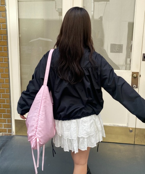 nemne store（ネンネストア）の「【Seoup】ダブルジップ / リボンギャザーブルゾン（ブルゾン・レディース・ブラック/ピンク・SMALL/MEDIUM）」の9枚目の写真