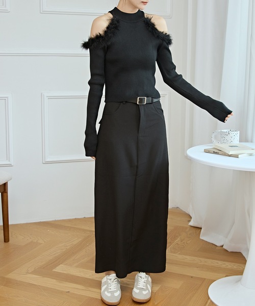 Lace Ladies(レースレディース)の「プチハイネック ファー カットアウト ニット プルオーバー(ニット/セーター・レディース・ベージュ/ホワイト/ブラック・FREE)」の5枚目の写真