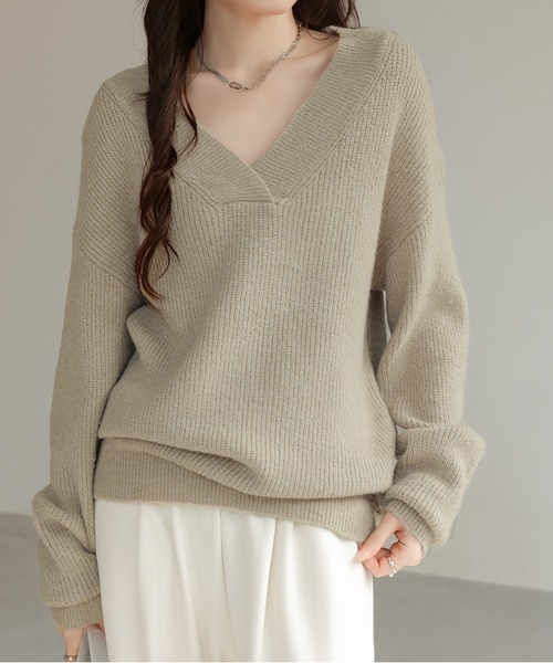 セール】Vネックニットセーター（ニット/セーター）｜SHIENAS