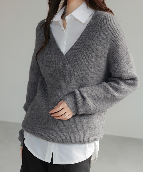 セール】Vネックニットセーター（ニット/セーター）｜SHIENAS