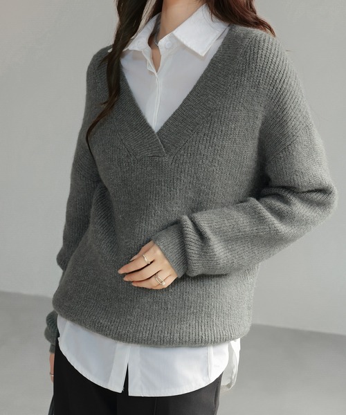 セール】Vネックニットセーター（ニット/セーター）｜SHIENAS