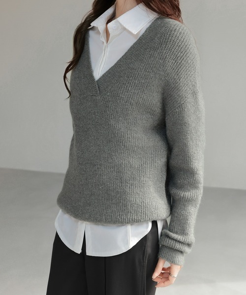 セール】Vネックニットセーター（ニット/セーター）｜SHIENAS