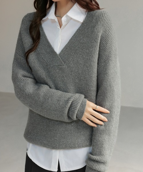 セール】Vネックニットセーター（ニット/セーター）｜SHIENAS