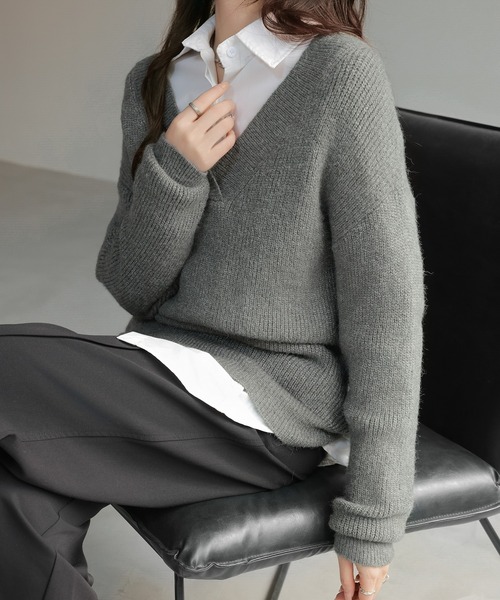 セール】Vネックニットセーター（ニット/セーター）｜SHIENAS