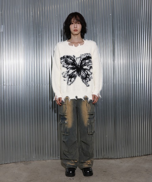[2024FW][UNISEX]ビンテージバタフライデザイン・アンゴラニット（ニット/セーター）｜FOLLOWIN（フォロウィン）
