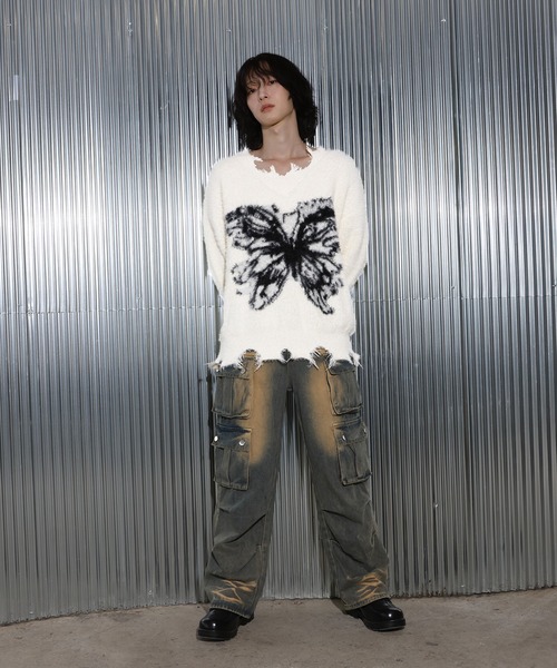 [2024FW][UNISEX]ビンテージバタフライデザイン・アンゴラニット（ニット/セーター）｜FOLLOWIN（フォロウィン）
