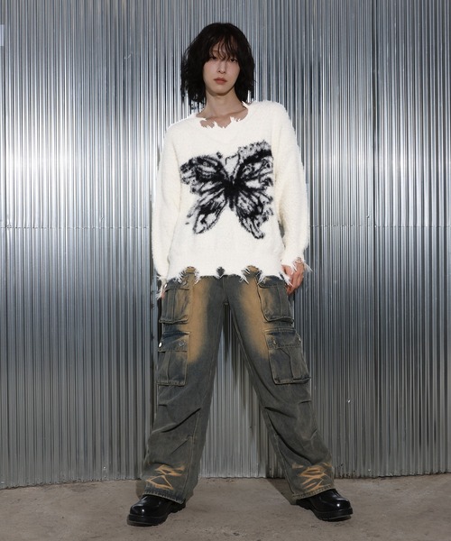 [2024FW][UNISEX]ビンテージバタフライデザイン・アンゴラニット（ニット/セーター）｜FOLLOWIN（フォロウィン）