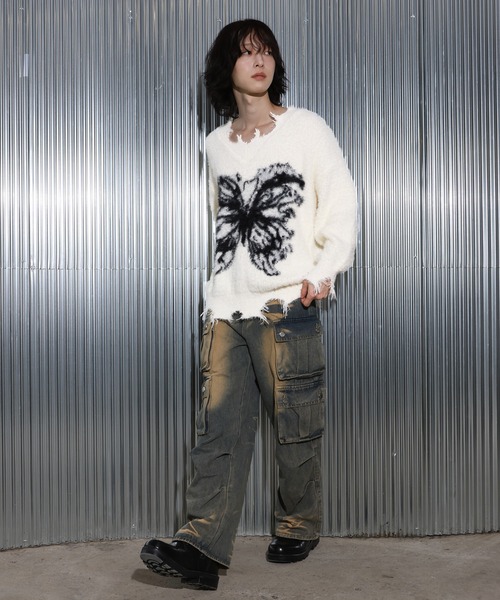 [2024FW][UNISEX]ビンテージバタフライデザイン・アンゴラニット（ニット/セーター）｜FOLLOWIN（フォロウィン）