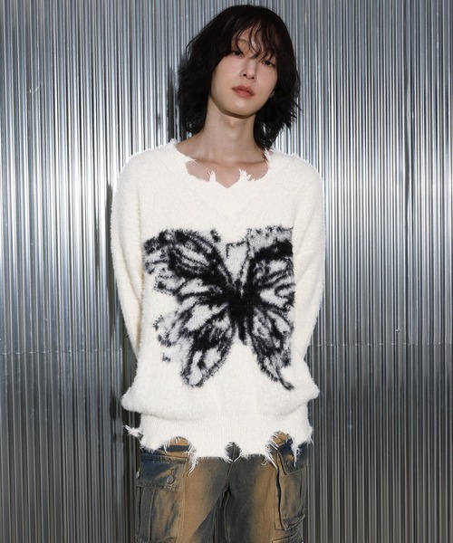 [2024FW][UNISEX]ビンテージバタフライデザイン・アンゴラニット（ニット/セーター）｜FOLLOWIN（フォロウィン）