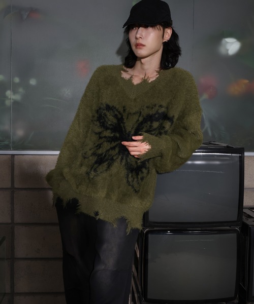 [2024FW][UNISEX]ビンテージバタフライデザイン・アンゴラニット（ニット/セーター）｜FOLLOWIN（フォロウィン）