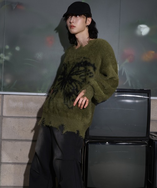 [2024FW][UNISEX]ビンテージバタフライデザイン・アンゴラニット（ニット/セーター）｜FOLLOWIN（フォロウィン）