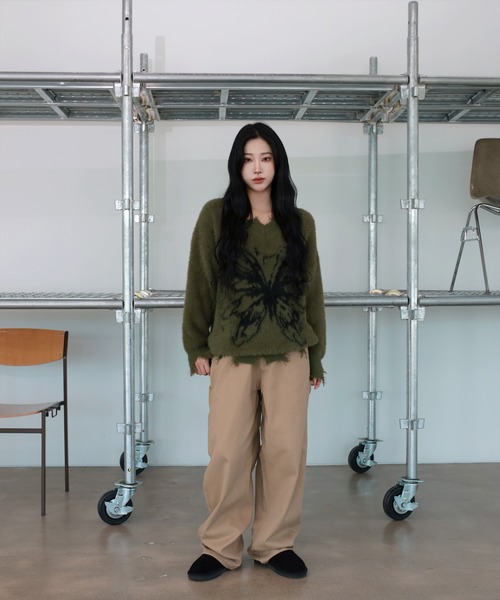 [2024FW][UNISEX]ビンテージバタフライデザイン・アンゴラニット（ニット/セーター）｜FOLLOWIN（フォロウィン）